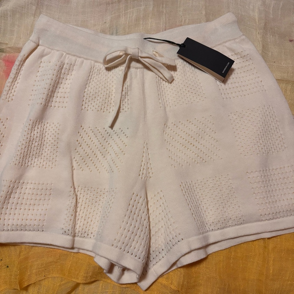 New Monrow cable knit white shorts size xs - Picture 2 of 4
